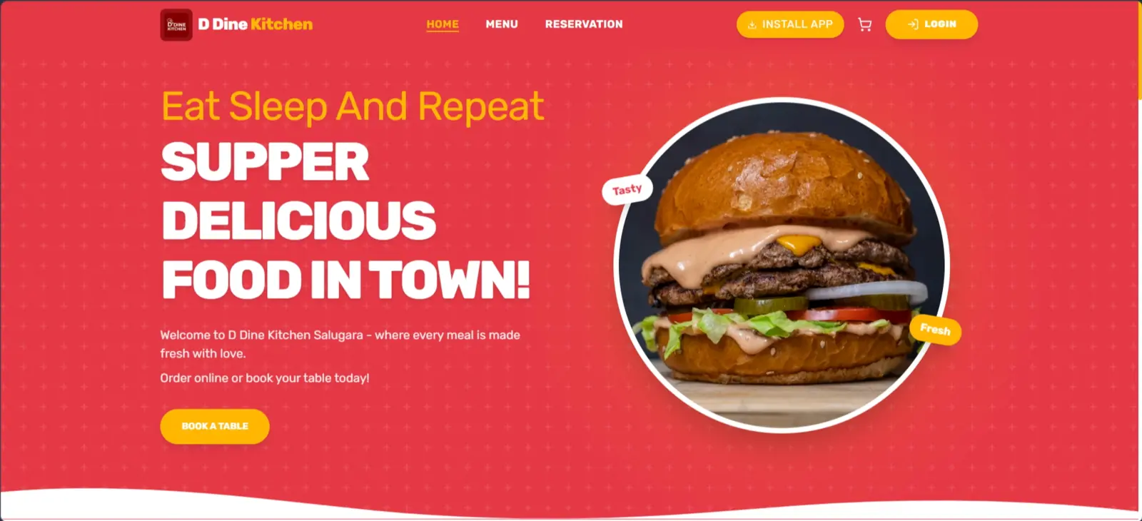 D Dine Kitchen website screenshot